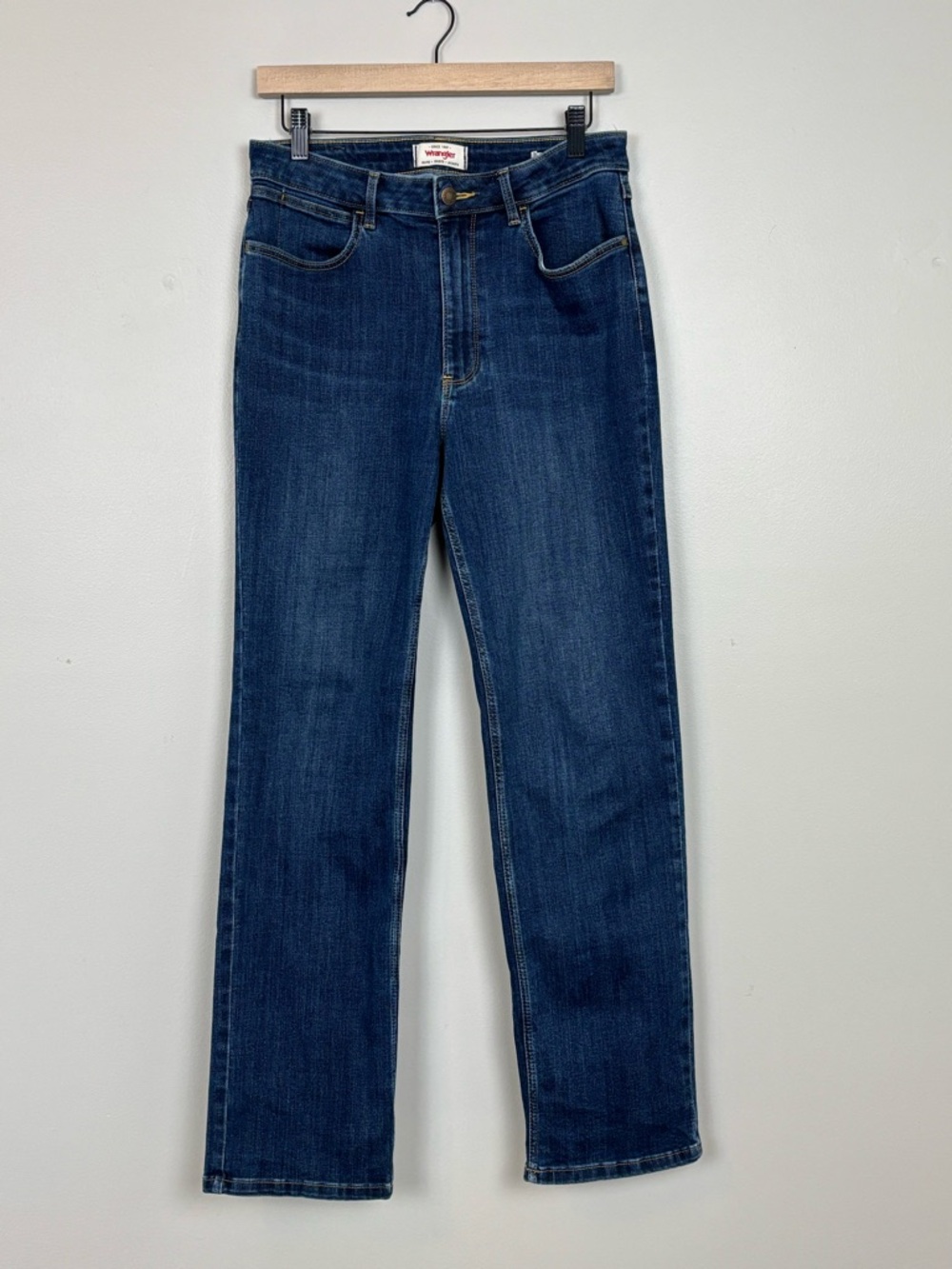 Wrangler Jeans Womens 8 Blue High Rise True Straight Stretch Dark Wash‎ Denim
